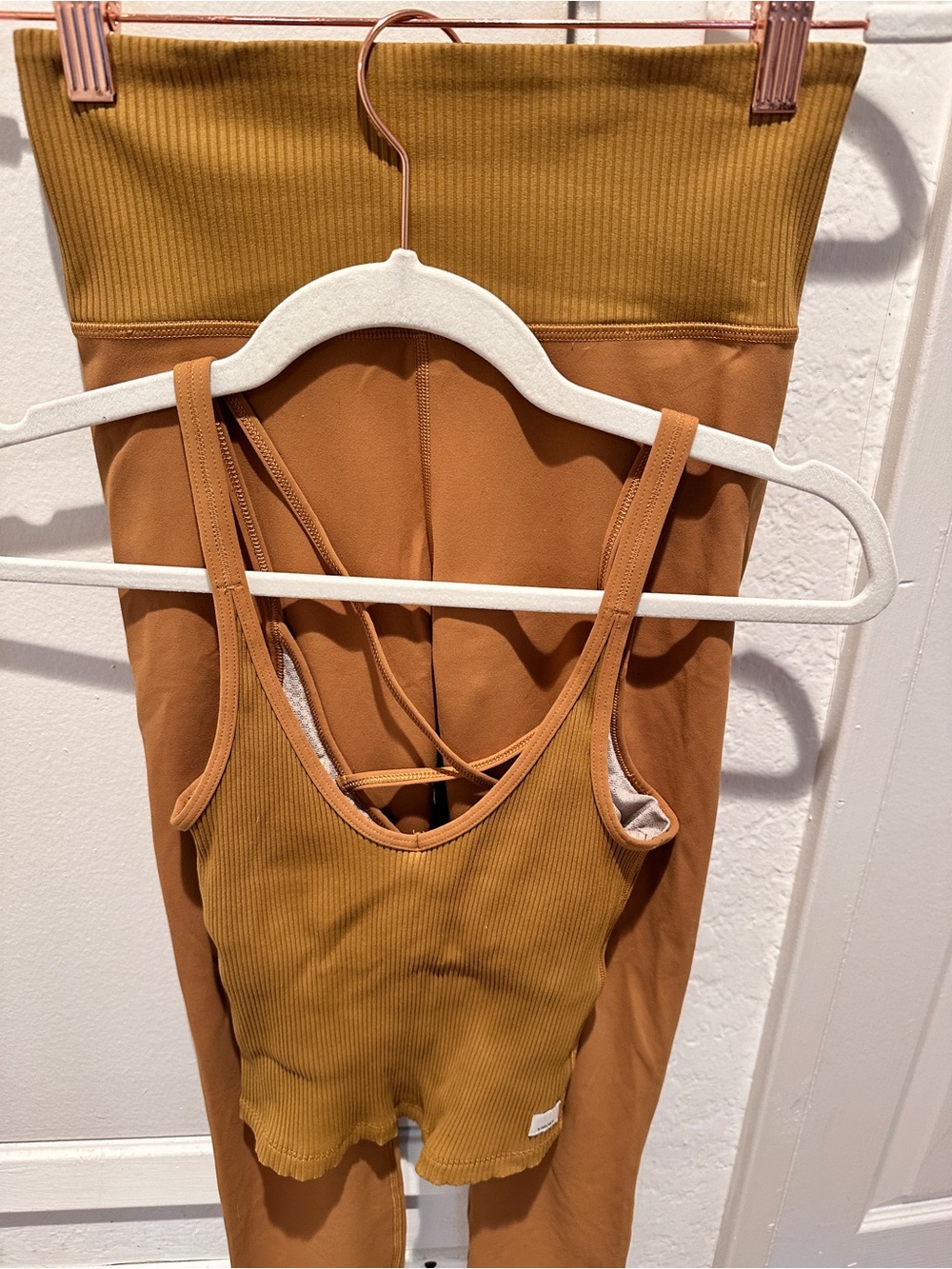 Vuori Ribbed Tank & High-Waist Legging Set - Mustard yellow